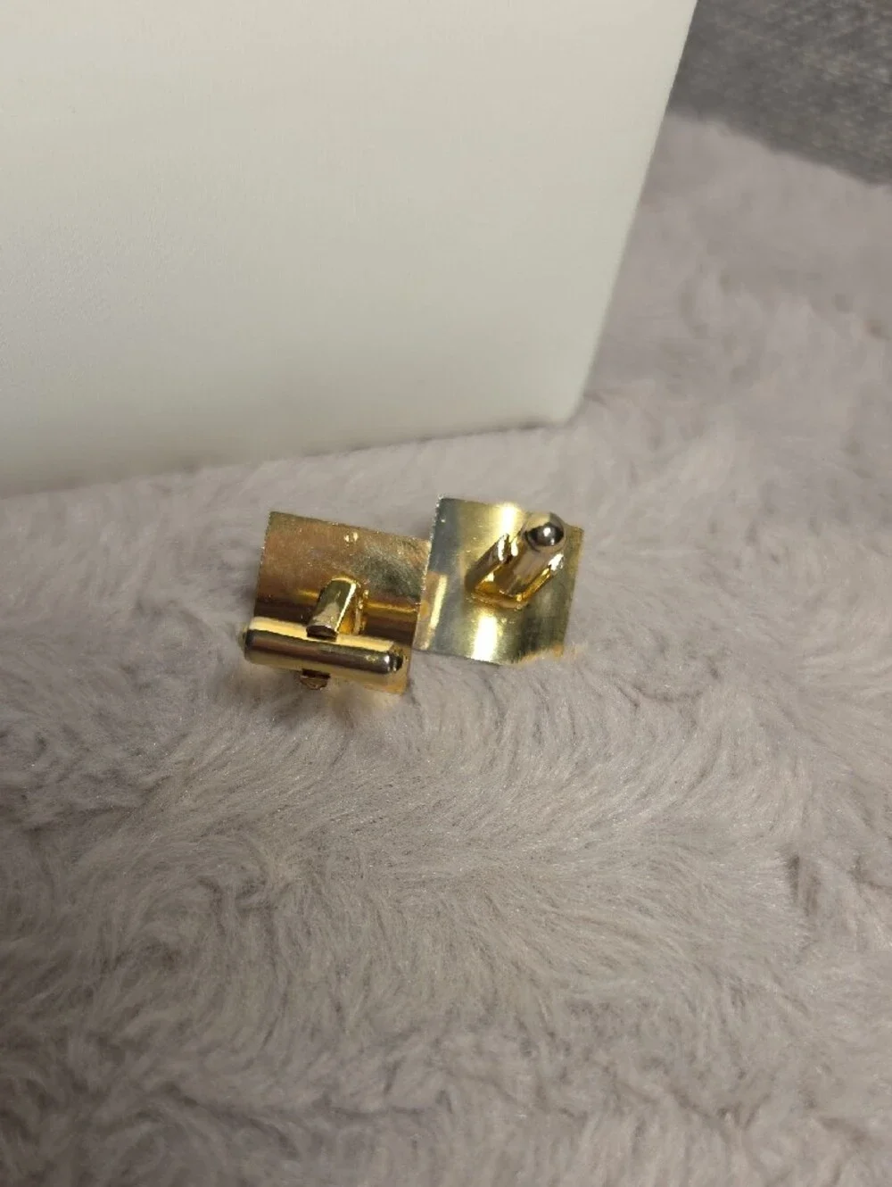 Gold-tone Square Finish Cufflinks with a Polished Tigereye Cabachon
